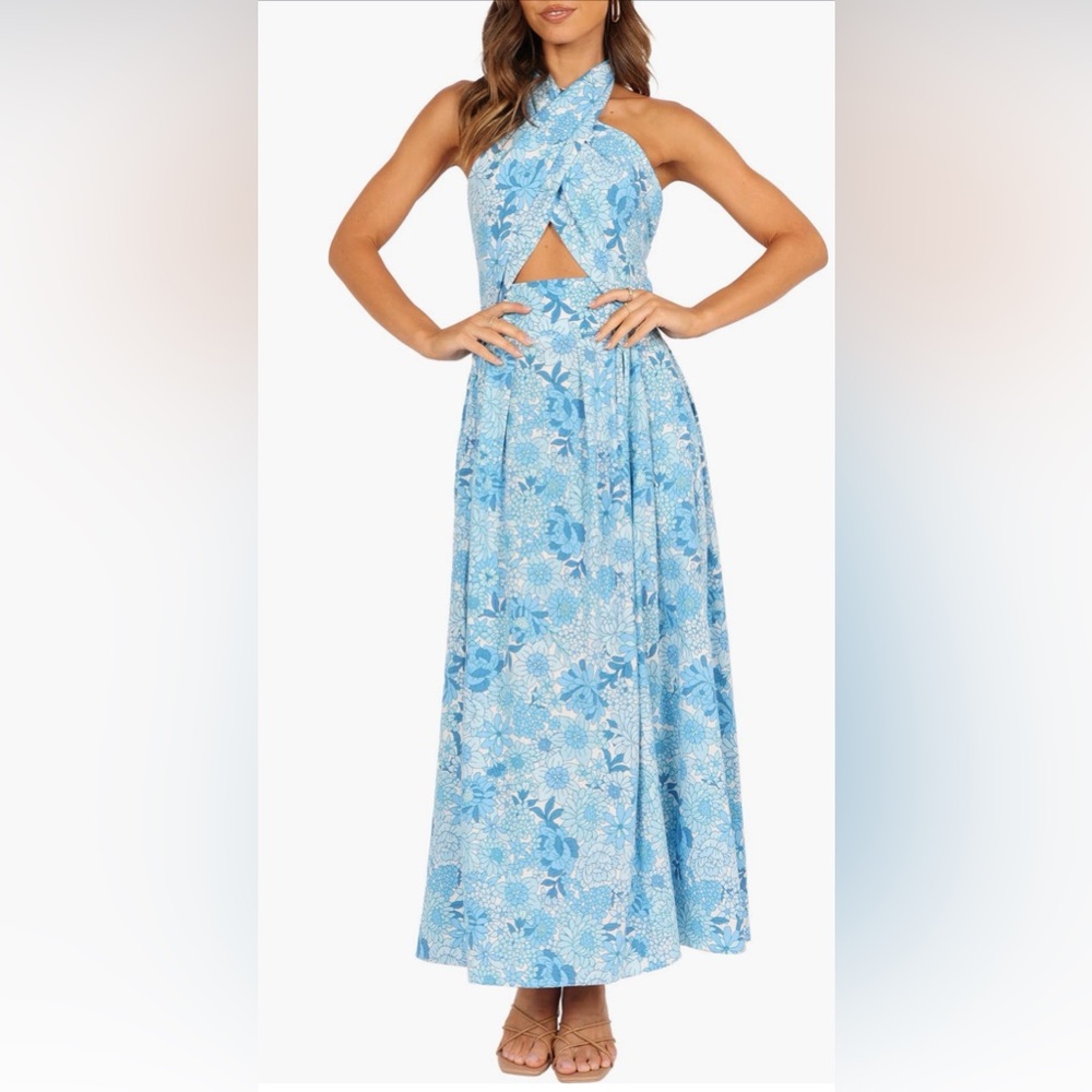 Petal & Pup Sky Blue Floral Maxi Dress